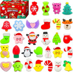 30 Pack Christmas Squishy Toys, Christmas Party Favors Stocking Stuffers Xmas Gifts, Kawaii Mochi Squishies Sensory Squeeze Toys for Kids Girls Boys Toddlers Treasure Box Toys Classroom Prizes
