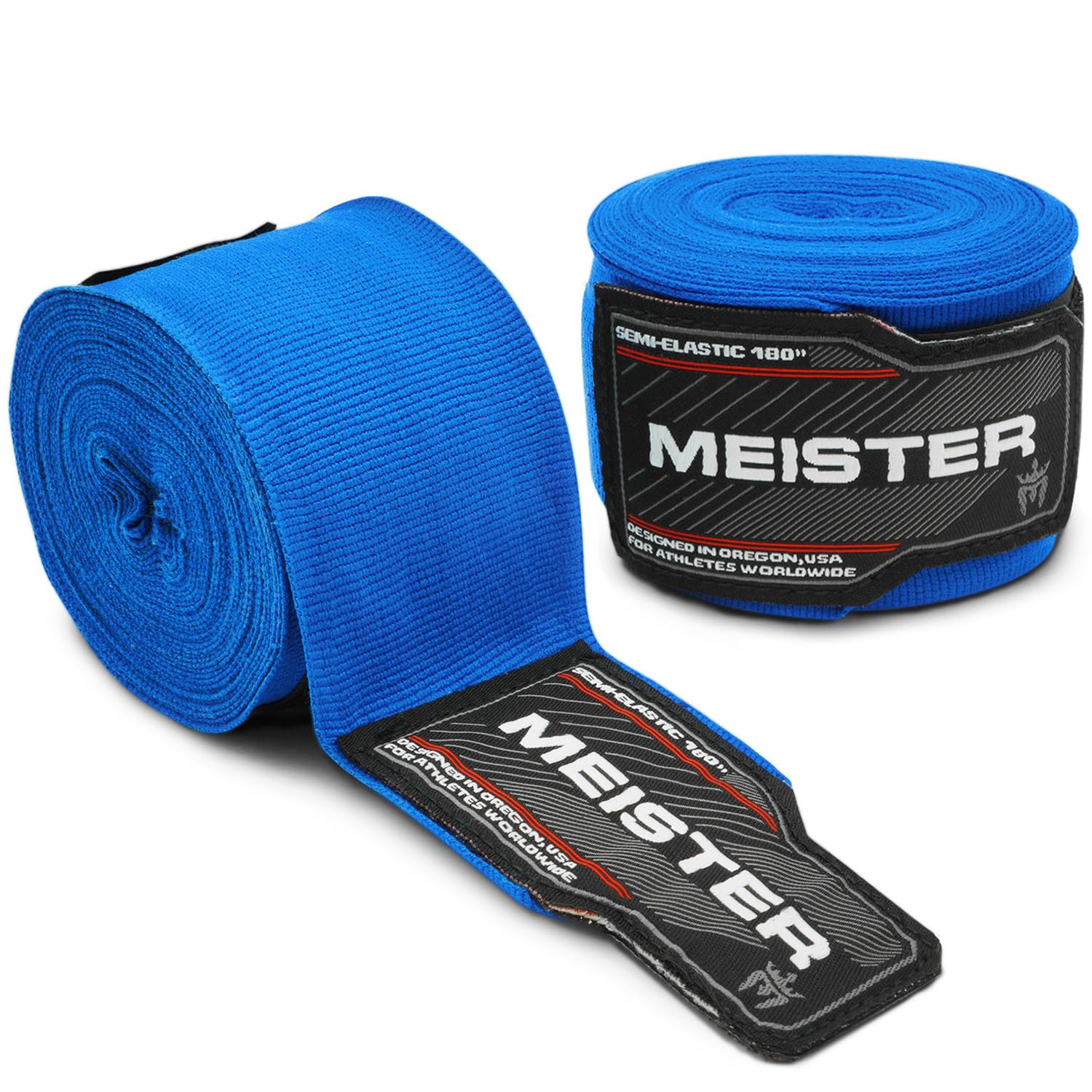 Meister Adult 180" Semi-Elastic Hand Wraps for MMA & Boxing (Pair)