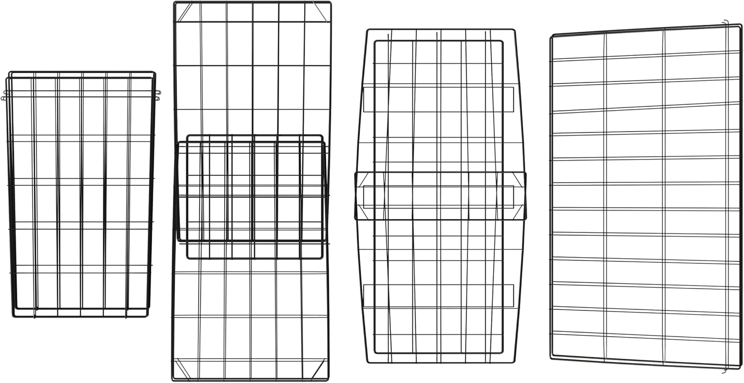 Set of 3 Living Room Tables - Metal Basket Storage with Removable Lids - 2 Small Side and 1 Large Accent Table by Lavish Home (Brown/Black)