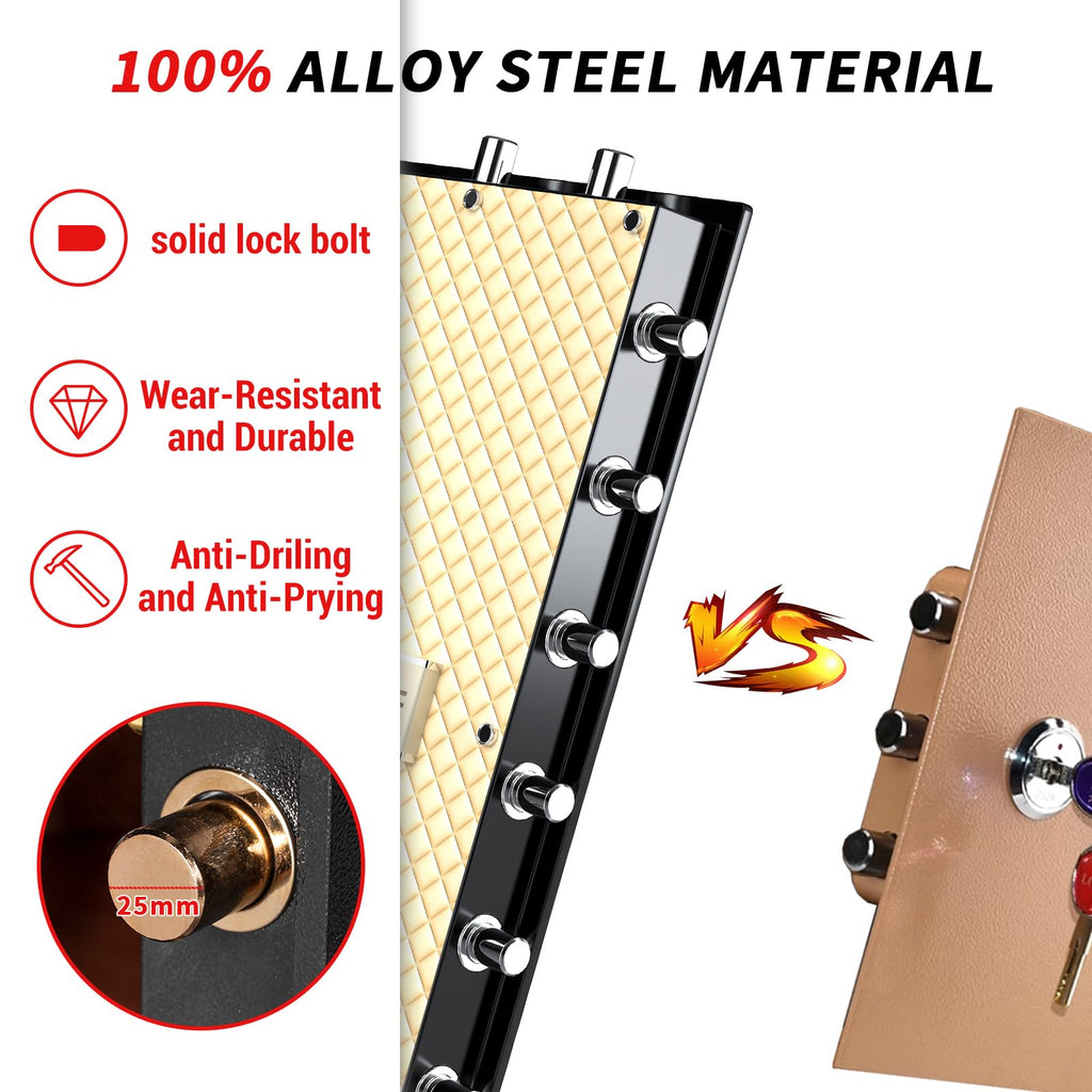 Cofre de Segurança Grande MLJ 8.1 Cu. Ft., Cofre à Prova d'Água e de Fogo, Cofre Doméstico com 2 Prateleiras Removíveis e Armários Internos para Armazenar Dinheiro, Medicamentos, Joias e Outros Objetos de Valor (Fechadura com Teclado)