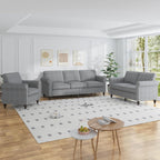 MUZZ 3PCS Sofa Set for Living Room,Modern Linen Couch Set with Nailhead Trim Design, Living Room Furniture Set for Office Apartment Home(Sofa & Loveseat & Chair/Light Grey)