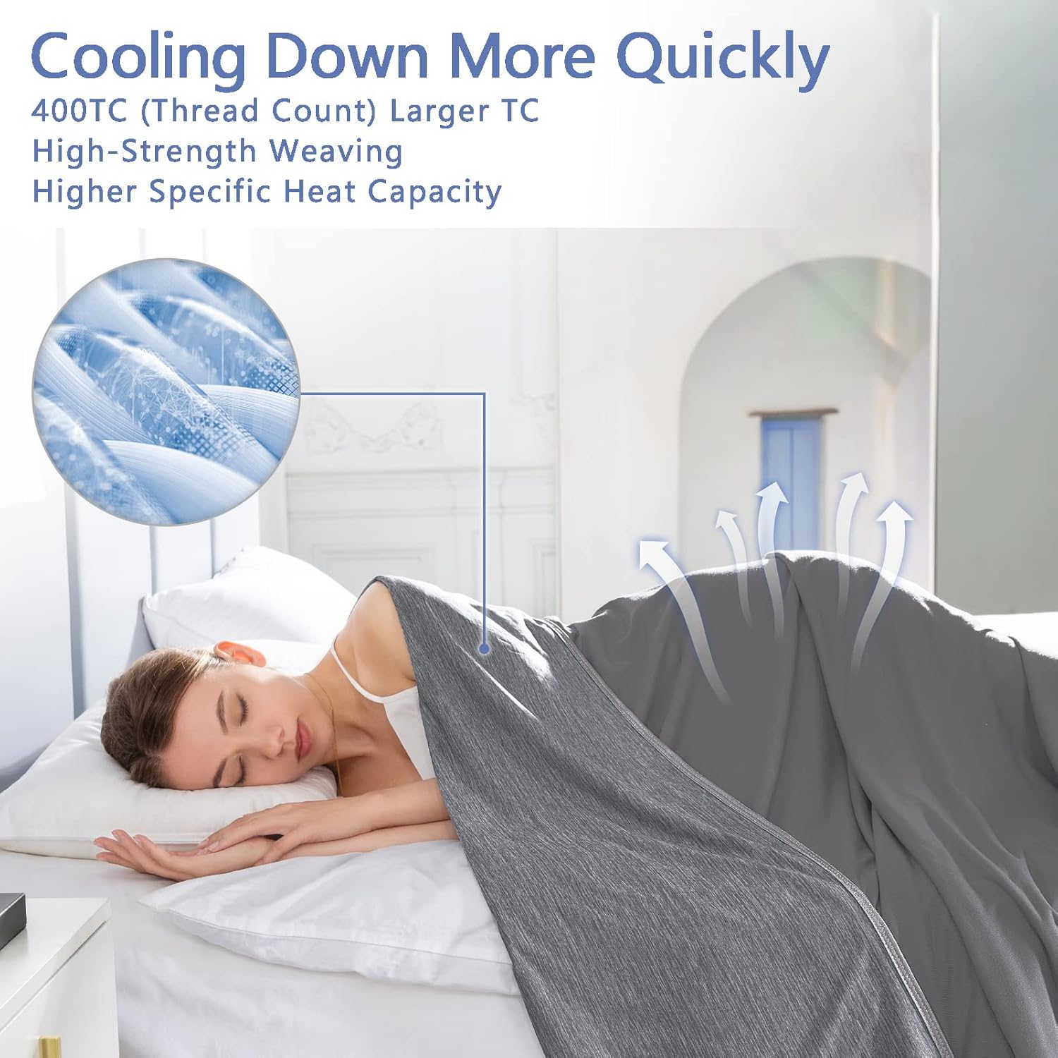 Topcee Cooling Blanket (90"x90"Queen Size) for Sweats Absorbs Heat to Keep Adults Cool on Warm Nights, Q-Max 0.5 for Hot Sleepers, Ultra-Cool Lightweight Blanket for Bed