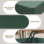 HLR 39" Lift Top Coffee Table with Hidden Storage Compartment, Modern Rising Wood Dining Center Table with Drawer for Small Space, Living Room, Office, Green