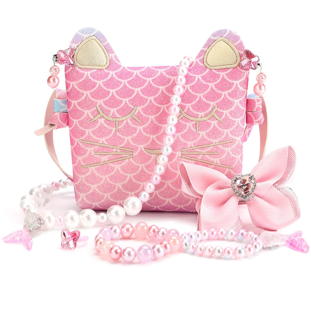 mibasies Purse for Little Girls Dress Up Jewelry Pretend Play Kids Accessories Mermaid Gifts