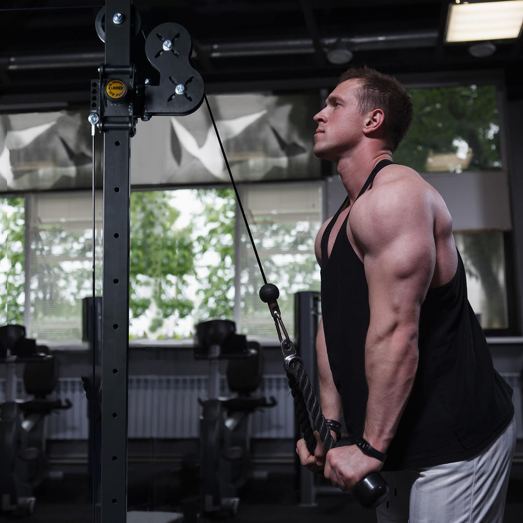 RitFit Multi-Function Power Rack Cage PPC03 with Adjustable Cable Crossover System,1000LBS Capacity, Full Home Gym Workout with J-Hook, Landmine and Other Attachments-Black