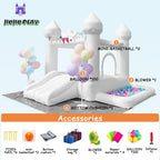 JIOJIOPLAY 9FT White Bounce House,Inflatable Toddler Bouncy House for 3-6 Age Kids Party Gift with Blower White Jumper Bouncy Castle Wedding Decorations for Outdoor Play Backyard - Grand Goldman