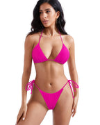 MOSHENGQI Women Sexy Brazilian Bikini 2 Piece Spaghetti Strap Top Thong Swimsuit Bathing Suit(M,0Hot Pink-Rose)