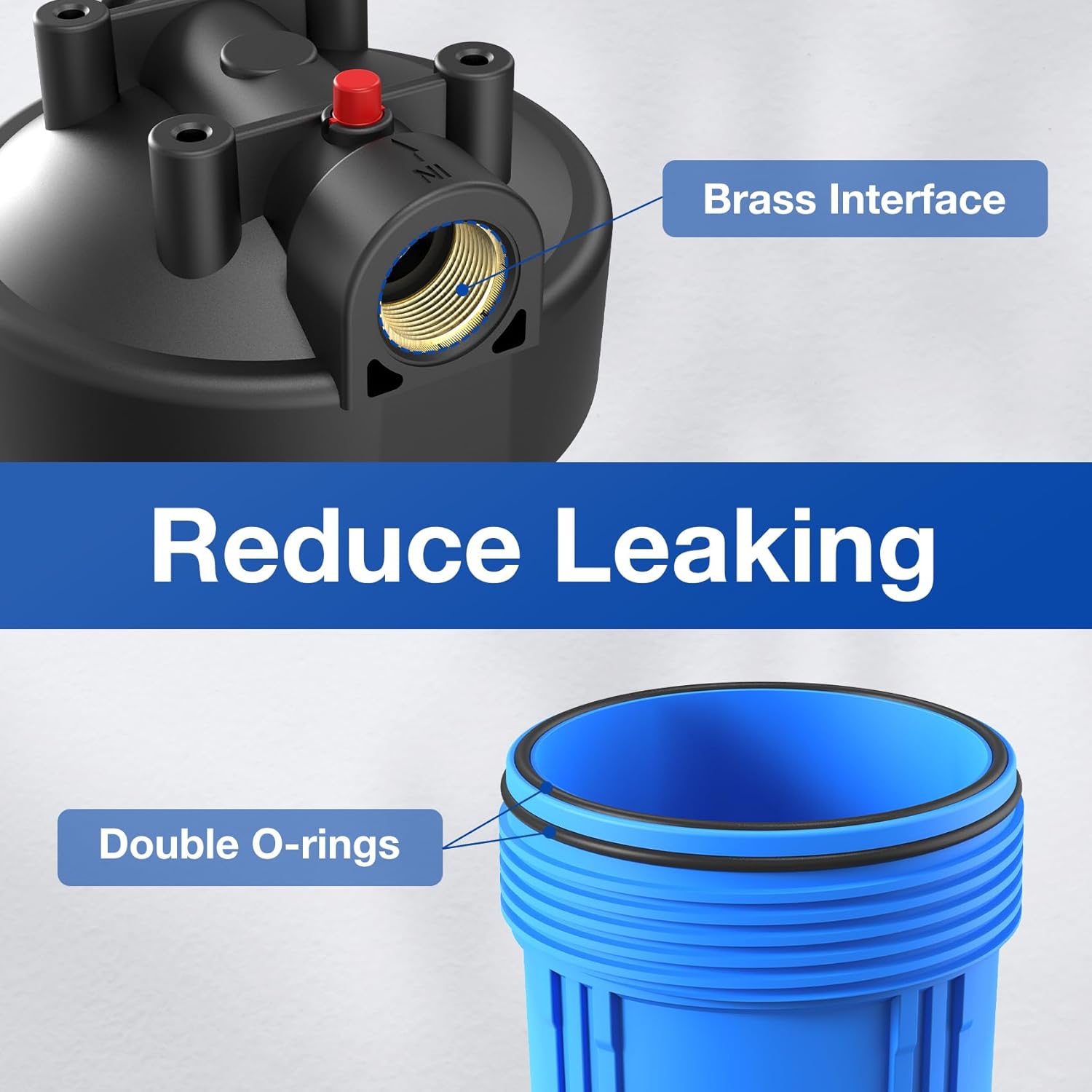 SimPure Whole House Water Filter System, 3-Stage Clear Home Water Filtration with Sediment Carbon and GAC Filters, Reduce Odor, Chlorine, Taste, Iron, Lead, 1" NPT Brass Port, BPA Free (DB20P-3)