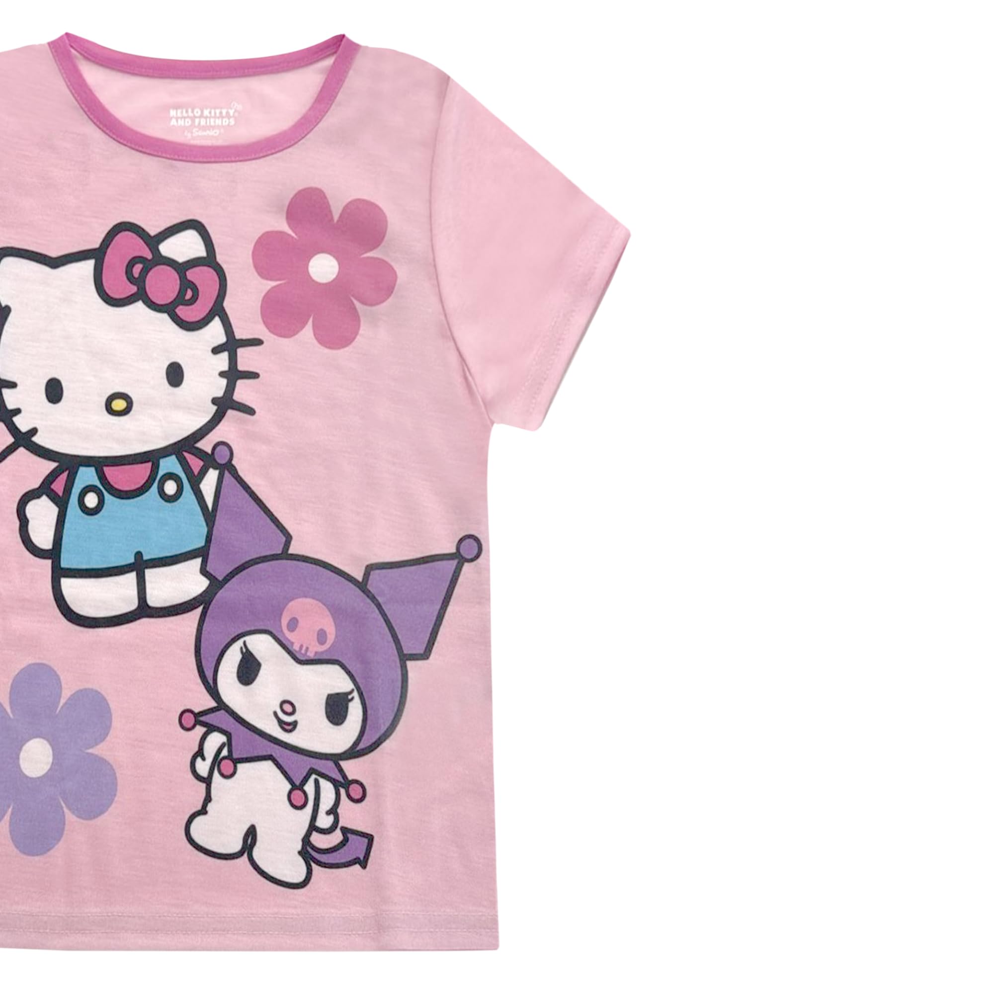 Hello Kitty Girls Pajama Set - 2 Piece Girls Pjs Button Down Short Sleeve & Pants For Kids - Official Product Pink