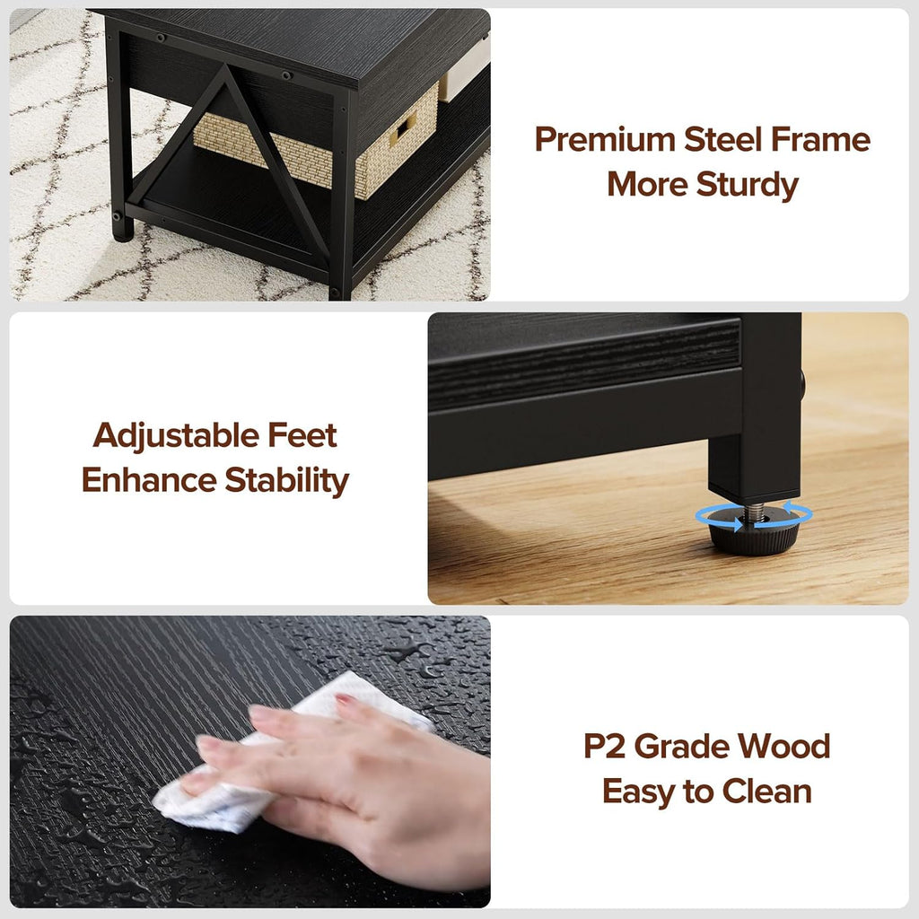 Lift Top Coffee Table,Lift Coffee Tables with Storage Shelf and Large Hidden Compartment for Living Room,Lifting top Coffee Table for Small Space,Black