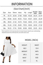 Runwind Plus Size Dresses for Curvy Women Cocktail Wedding Guest Fit and Flare A-Line Swing Casual Midi White Dresses 3XL