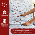 Komplet pościeli King Christmas Tree - Świąteczny wzór Xmas na lnie - Głębokie kieszenie - Dopasowany krój - 4 części - Bez zagnieceń - Wygodna i chłodząca świąteczna pościel zimowa - Łatwa w pielęgnacji - Przyjazna dzieciom