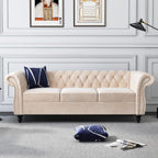 AVZEAR Chesterfield Loveseat Sofa, Upholstered Sofa Modern 2 Seater Couch Sofa Set Style Button Tufted, Mid-Century PU Chesterfield Sofa for Living Room Apartment, PU Black