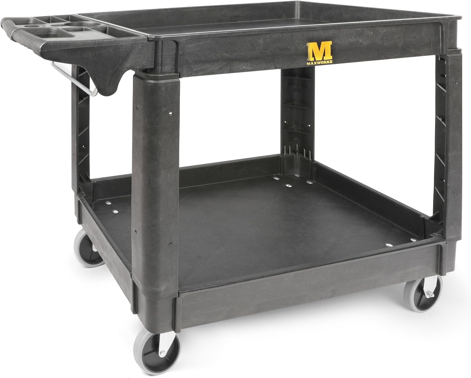 MaxWorks 80855 500-lb Utility Service PP Cart With Two Trays and Wheels 30 Inch X 16 Inch Overall Dimensions