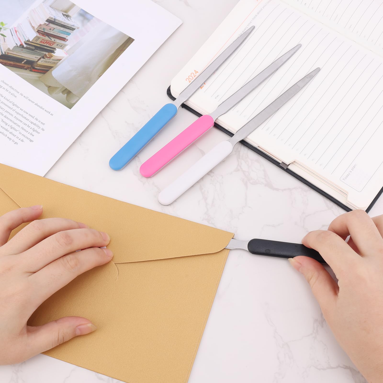 4 stk. brevåbner, konvolutåbner i rustfrit stål, bærbar poståbner, letvægts brevåbnerkniv, konvolutter papirskæreværktøj til skole, kontor, hjemmetilbehør