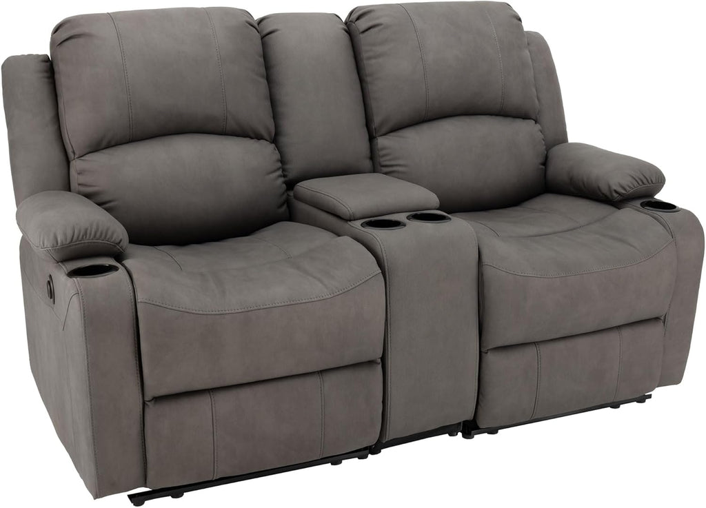 65"" Powered Wall Hugger Reclining RV Theater Seats | Double Recliner RV Sofa & Console | RV Couch | Wall Hugger Recliner | RV Theater Seating | RV Furniture (Slate), CC-PMOD65