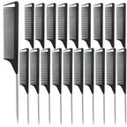 Metal Carbon Parting Combs for Women, Girls - 20 PCS for Curly, Braiding, Styling Hair (Black)