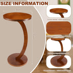 Leinuosen C Shaped Round End Table Solid Wood Handmade Side Table for Couch, Sofa, Living Room, Coffee and Eating Snack Tray (C Shaped Round,13.39 x13.39 x 23.43 Inch)