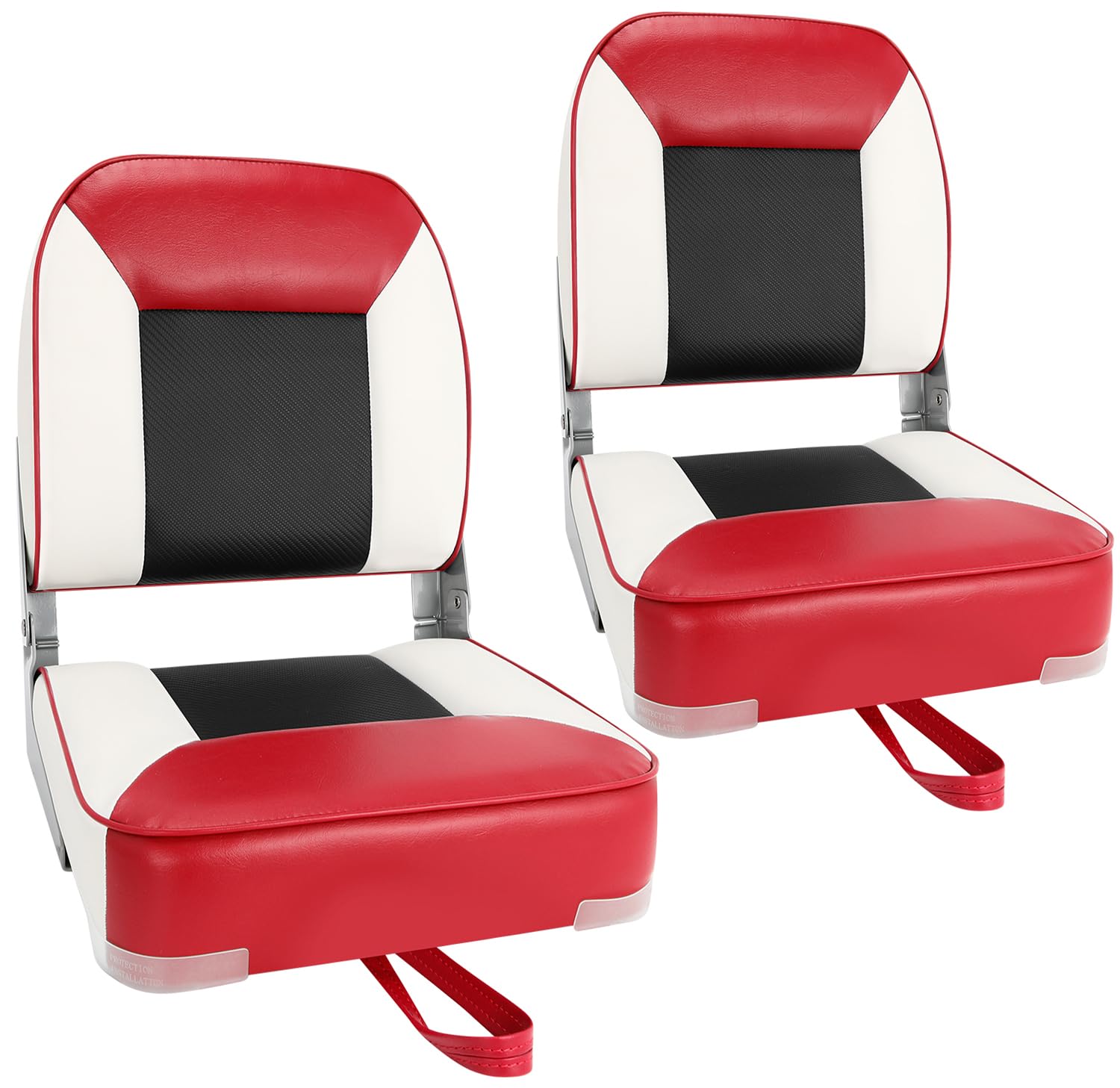 Boat Seats 2 Pack, Skureay Low/High Back Fishing Folding Boat Seat Waterproof Captain Boat Chair，Boatseat 2 Pack Suitable for Jon/Pontoon/Canoe/Bass Tracker Boat seats-UNIQUE Color Design (Gray/White)