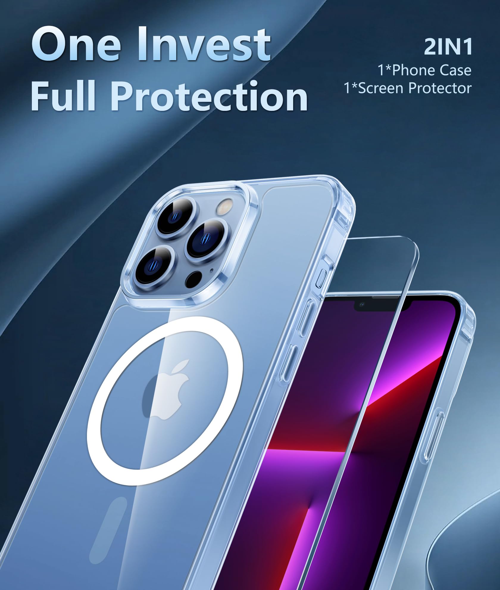 FNTCASE dla etui iPhone 13 Pro-Max: Mocne magnetyczne, antyżółknięcie, smukłe przezroczyste etui | Wojskowej klasy ochronna i odporna na wstrząsy cienka przezroczysta osłona na telefon (przezroczysta)