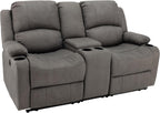 67" Wall Hugger Reclining | RV Theater Seats | Double Recliner RV Sofa & Console | RV Couch | RV Theater Seating | RV Furniture (Powered, Slate)