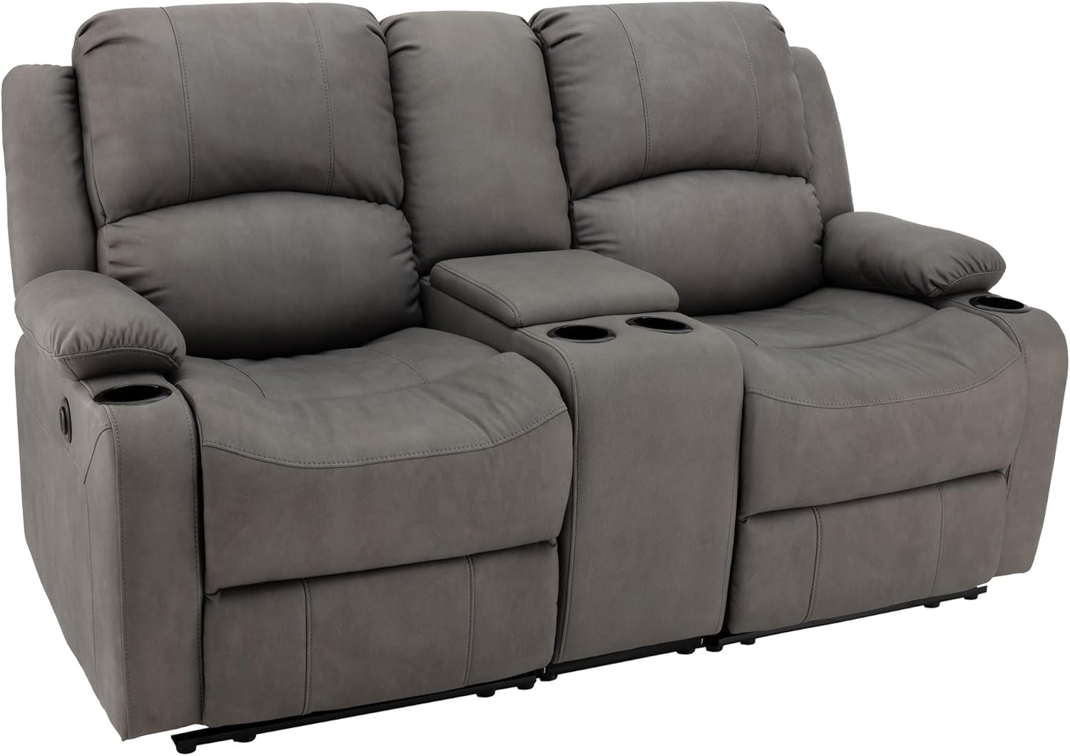 67" Wall Hugger Reclining | RV Theater Seats | Double Recliner RV Sofa & Console | RV Couch | RV Theater Seating | RV Furniture (Powered, Slate)