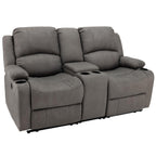 67" Wall Hugger Reclining | RV Theater Seats | Double Recliner RV Sofa & Console | RV Couch | RV Theater Seating | RV Furniture (Manual, Chocolate)