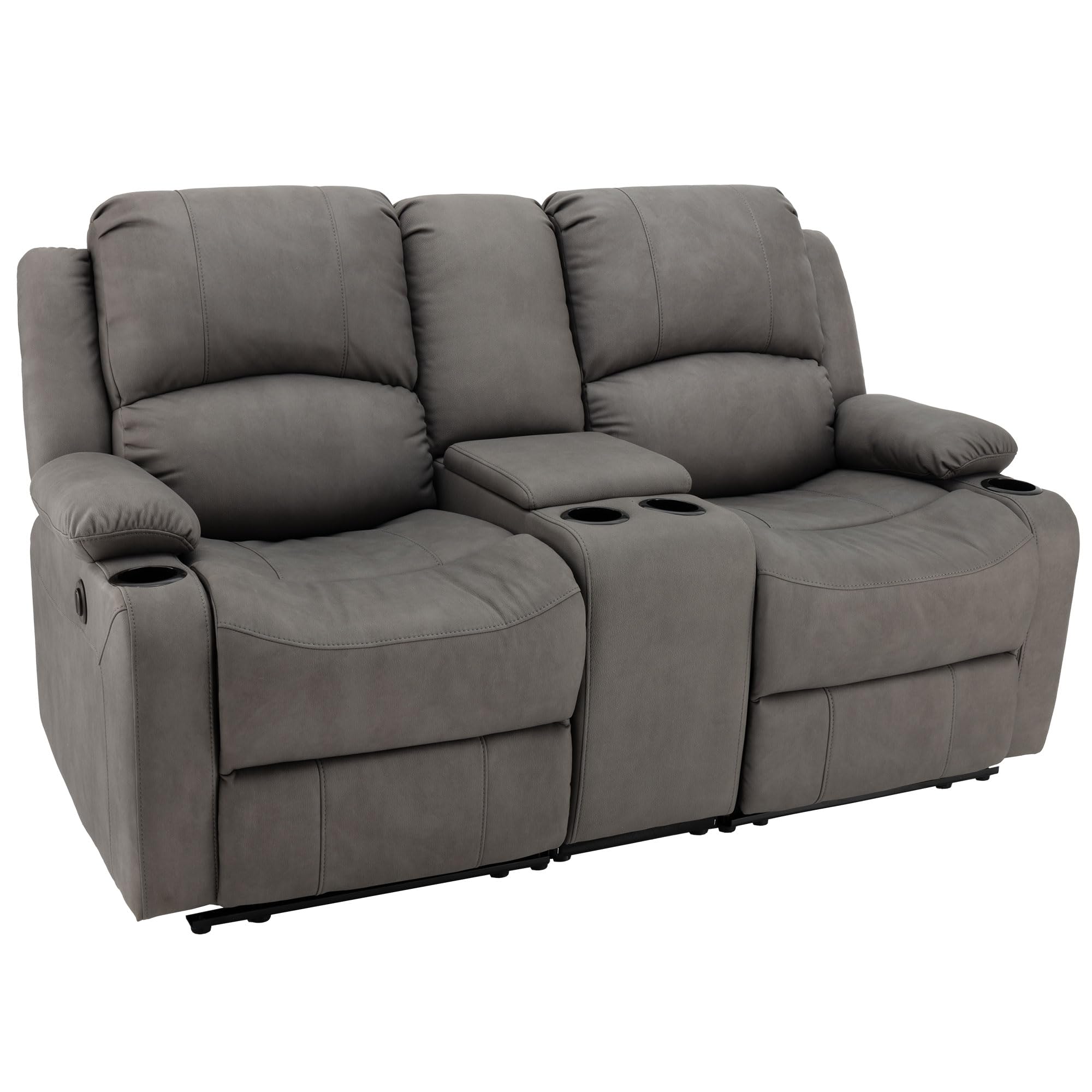 67" Wall Hugger Reclining | RV Theater Seats | Double Recliner RV Sofa & Console | RV Couch | RV Theater Seating | RV Furniture (Manual, Chocolate)
