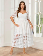 EYWOL Plus Size White Dresses for Women:Prom Wedding Guest Cocktail Formal Graduation Renaissance Party Dress