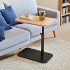 C End Table Adjustable Height,C Shaped Side Tables Living Room and Bedroom for Sofa, Chair,Bed,Coffee Small Spaces Side Table (Wood Grain Color)