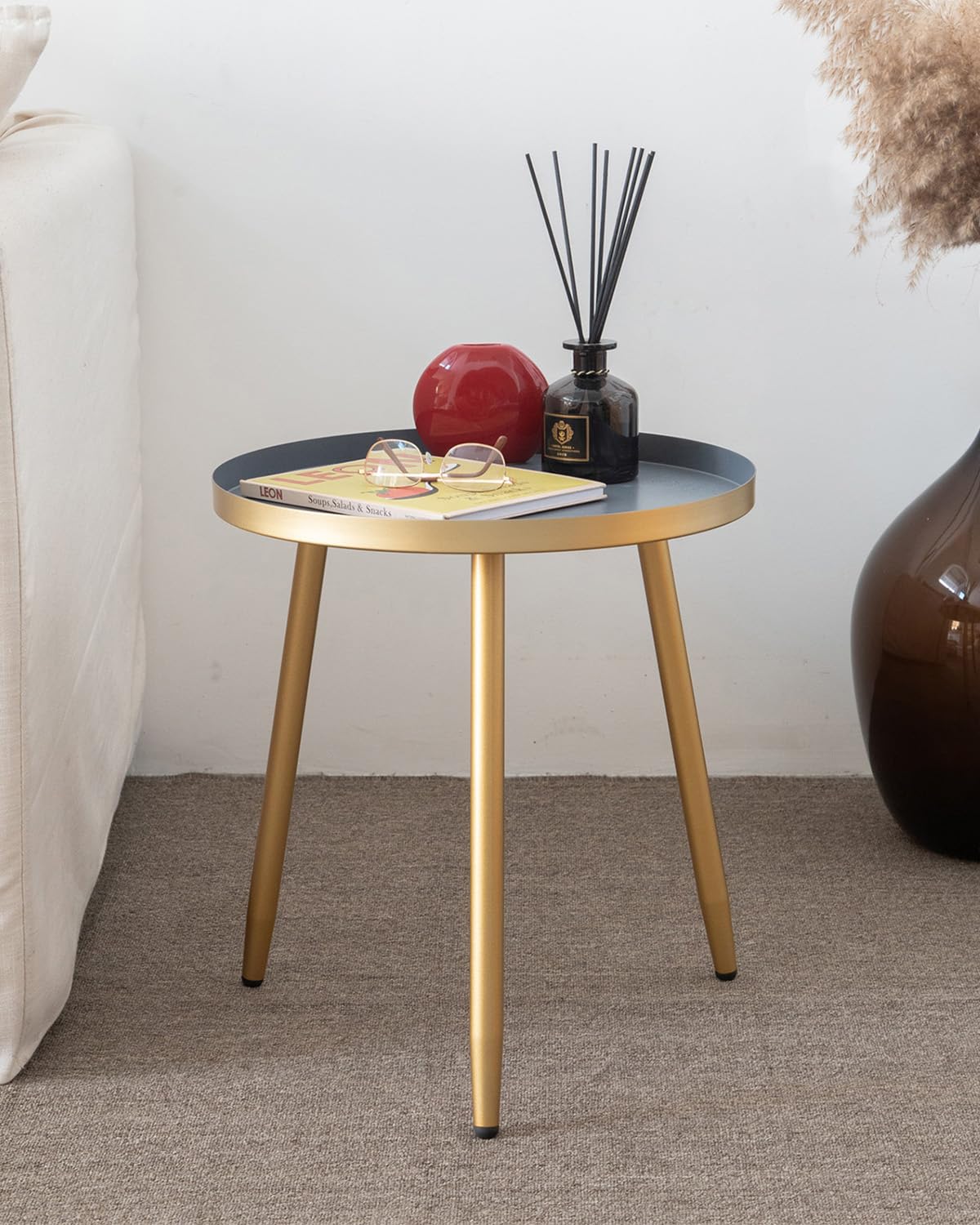 AOJEZOR Side Table: End Table for Any Room - Small Side Tables for Small Spaces All Matte Black with 3 Legged