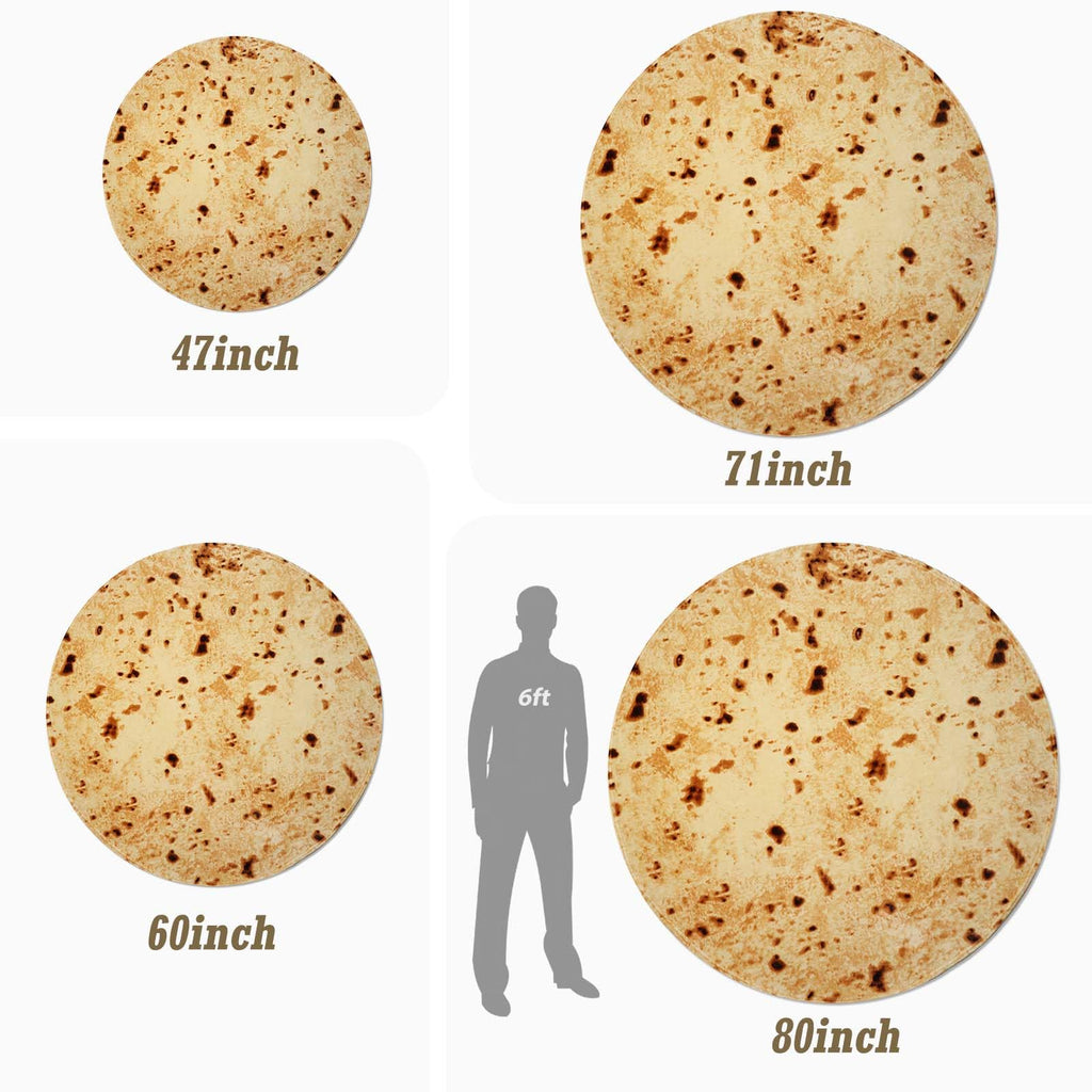 پتو پیچیده بوریتوی اکسروونت برای بزرگسالان و کودکان، پتو دو رو با وزن ۲۹۰ گرم با طرح غذای واقعی و خنده‌دار، پتو فانیل سوپر نرم با طرح تورتیلا نوآورانه، ۴۷ اینچ زرد