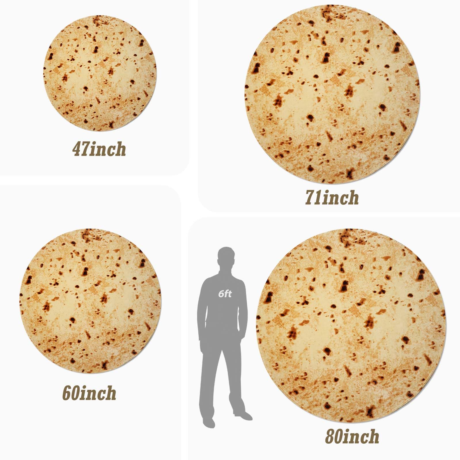 پتو پیچیده بوریتوی اکسروونت برای بزرگسالان و کودکان، پتو دو رو با وزن ۲۹۰ گرم با طرح غذای واقعی و خنده‌دار، پتو فانیل سوپر نرم با طرح تورتیلا نوآورانه، ۴۷ اینچ زرد