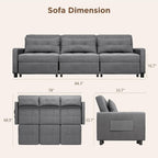 Aiho Sectional Sleeper Sofa, 84 Inch Pull Out Couch with Adjustment Backrest & Ottoman, Convertible Sectional Couch Bed for Living Room, Guest Room, Dark Grey