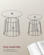 VASAGLE Round Coffee Tables, Set of 2, Modern Circle Side Tables with Steel Frame, for Living Room, Bedroom, Rustic Brown ULCT045K01