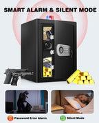 Cofre à prova de fogo e à prova d'água para uso doméstico 2.4 Cub, Cofre à prova de fogo com teclado digital, luz sensor e chave para hotel, escritório, dinheiro e documentos
