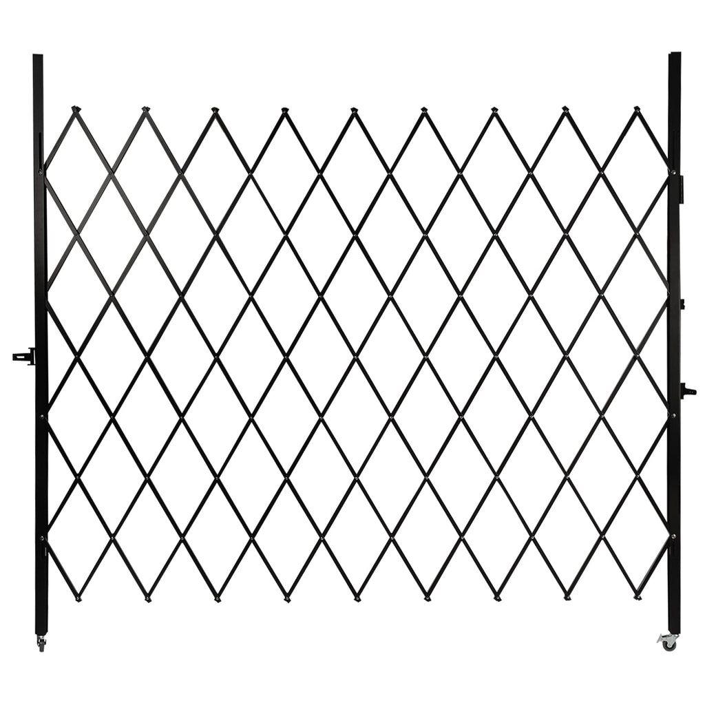 Double Folding Security Door, 5.25' H x 9.84' W Wall Mounted Scissor Gate - Iron & Aluminum Alloy Accordion Gate with 360 Rolling Barricade