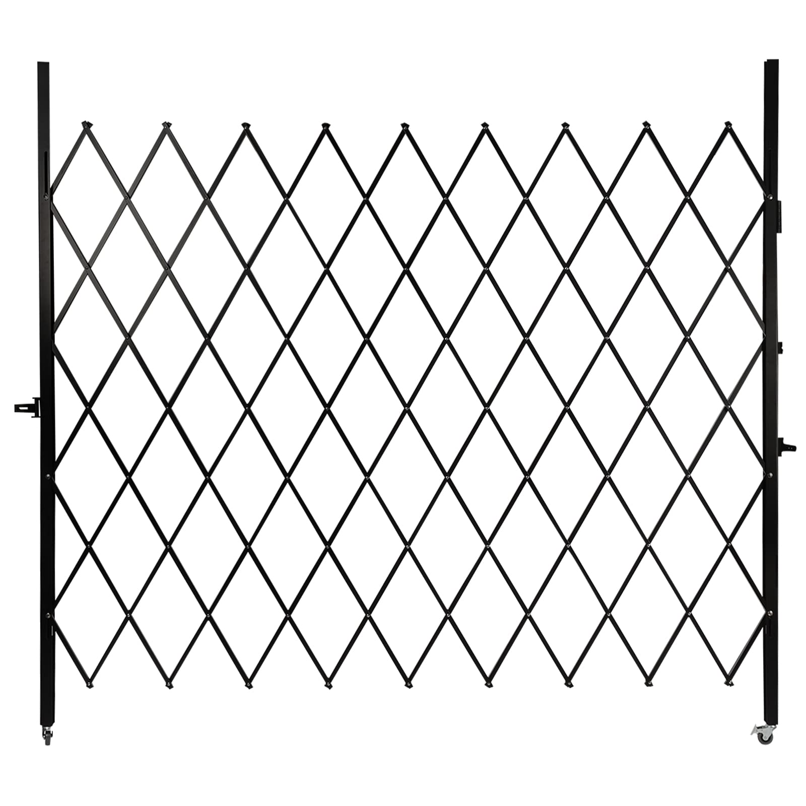 Double Folding Security Door, 5.25' H x 9.84' W Wall Mounted Scissor Gate - Iron & Aluminum Alloy Accordion Gate with 360 Rolling Barricade