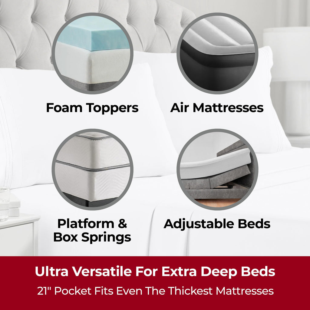 Mellanni Queen Sheets Set - 4 PC Iconic Collection Bedding Sheets & Pillowcases - Hotel Luxury, Extra Soft, Cooling Bed Sheets - for Women, Men, Kids & Teens (Queen, White)