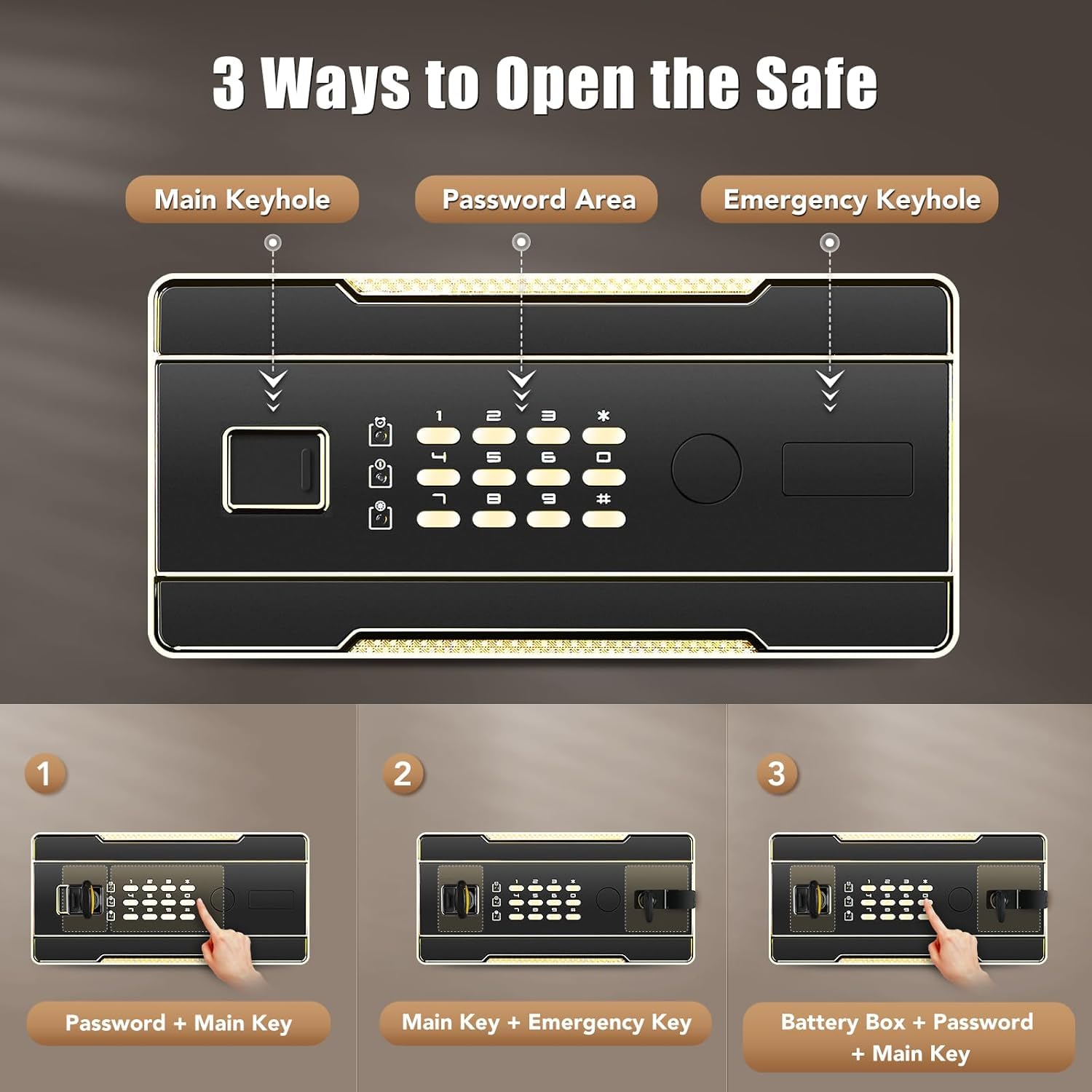 ADIMO Home Safe Box, 1.2 Cubic Feet Security Safe Box with Fireproof Waterproof Money Bag, Digital Keypad and Dual Key System, Personal Safe Fireproof Lock Box for Home Office Valuable Document