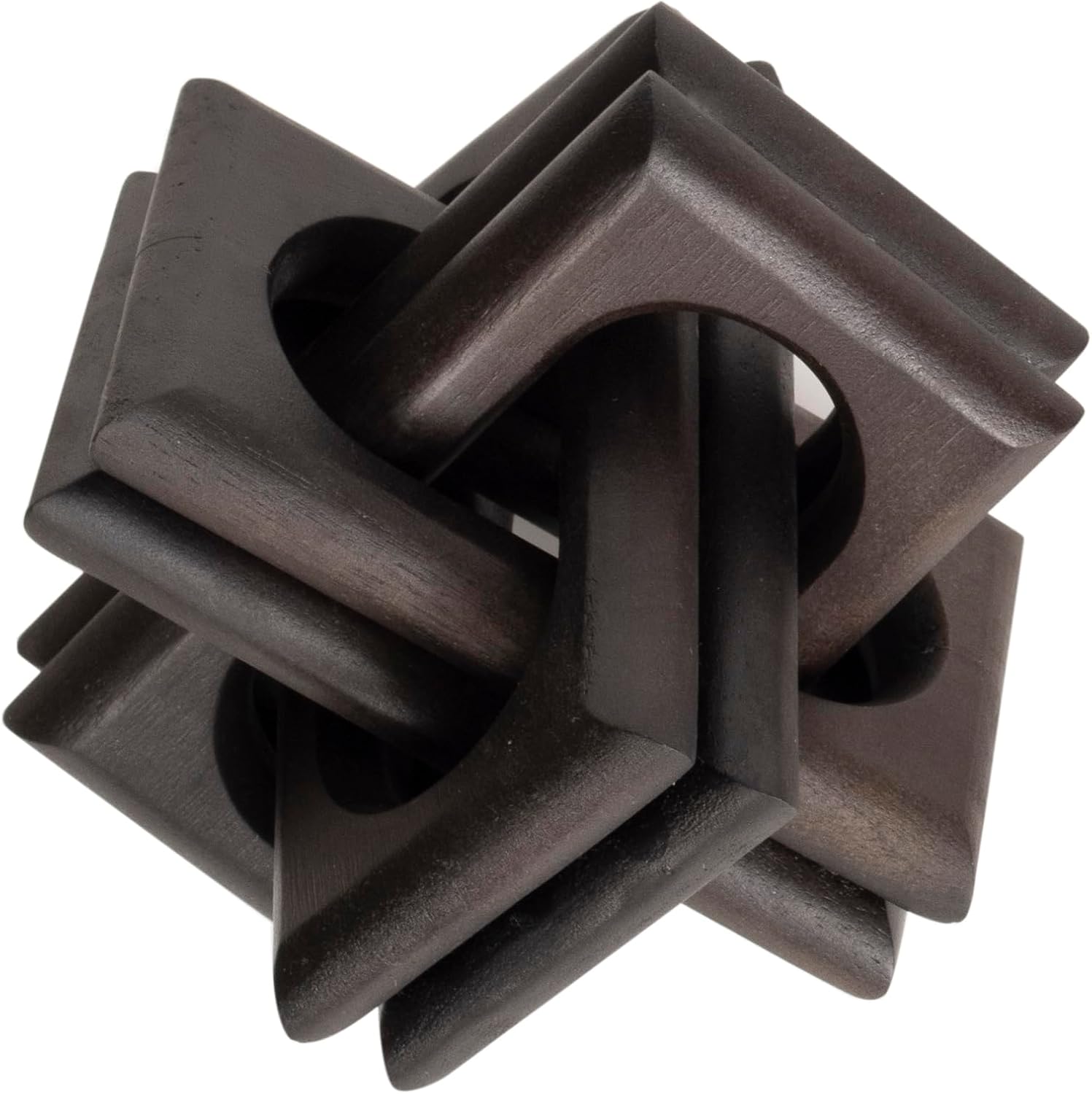 Wood Knot Entry Table for Living Room – Boho 6 Link Interlock Coffee Table, Handcrafted Mango Wood Console Shelf, Modern Farmhouse Home Decor (Black)