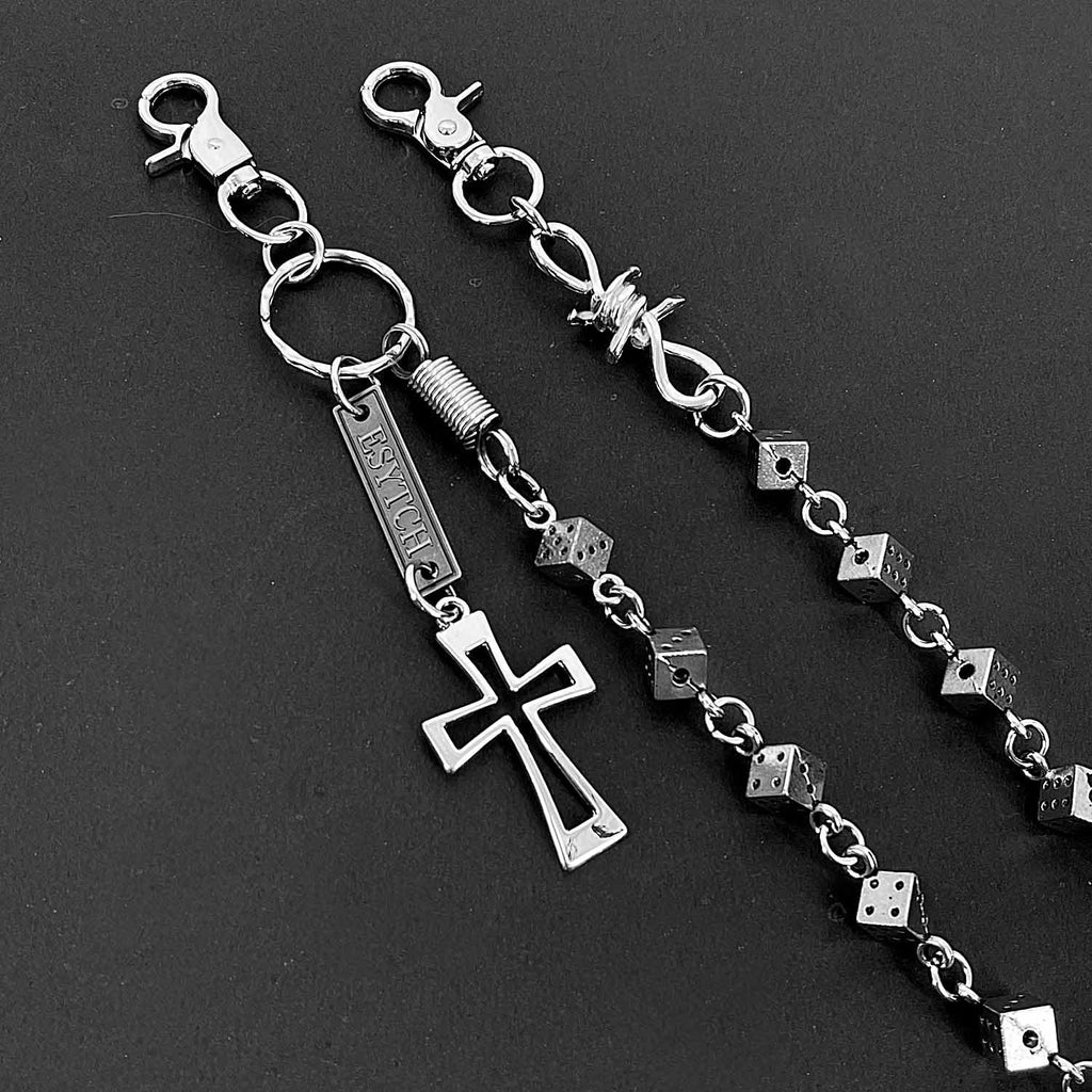 Rock Biker Dancing Dice Wallet Chain Cross Men Motorcycle Jeans Pant Chain Key Chain