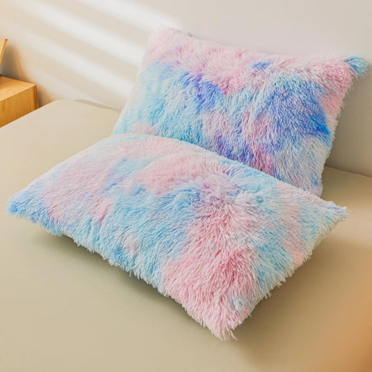 Fluffy Pink Faux Fur Comforter Cover Set，Fluffy Fuzzy Plush Pink Bedding 3Pcs (1 Faux Fur Duvet Cover +2 Fuzzy Pillowcases) Pink Fluffy Bed Set (Pink, Queen)