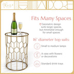 Harper Accent Side Table with Stylish Gold Frame, Round 16" Glass Top, Brushed MetalBase, Modern Metal SideTable or EndTable for Living Room, BedsideTable in Bedroom, Fully Assembled