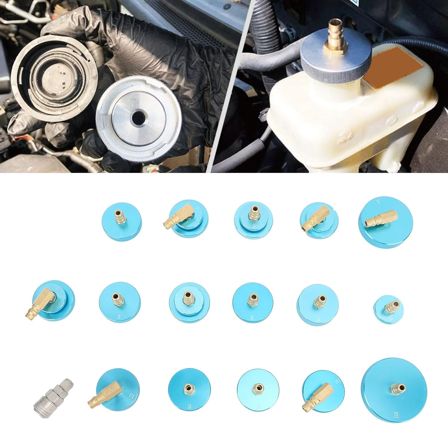 Brake Bleeder Adapter Kit, Cylinder Adapters Set for German, Japanese, Korean and European Cars, Fast Connector, Seal Design, Portable Box, Aluminium Alloy Material, Brake Fluid