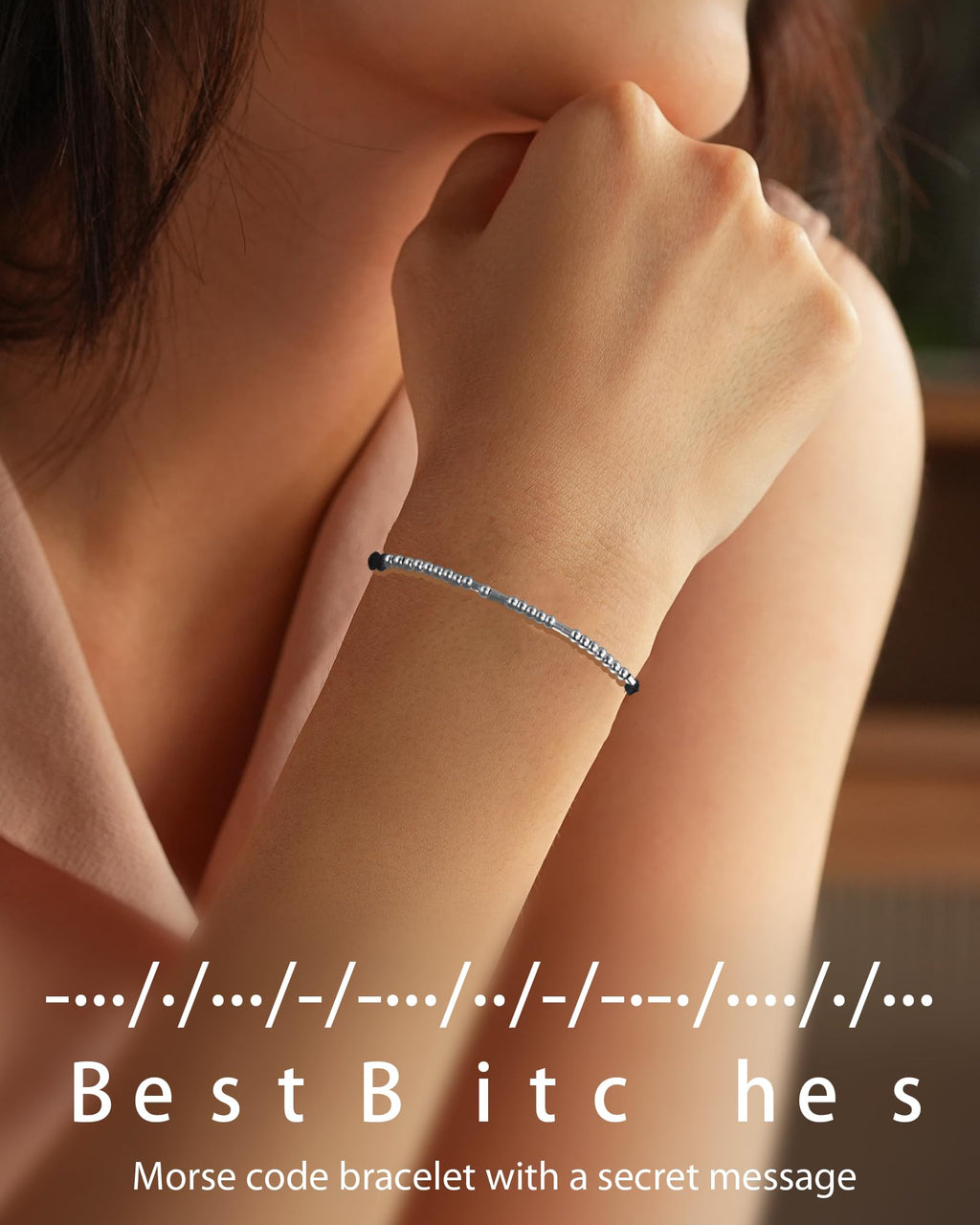 Cadeaux de Noël Shonyin pour Amis Meilleures Copines Bracelets en Code Morse pour Femmes Ensemble de Bracelets Assortis d'Amitié Meilleures Amies Bijoux pour la Journée des Galentines Cadeaux Uniques pour 3