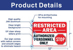 (6 Pack) Restricted Area Sign Authorized Personnel Only, Do Not Enter Sign, 10 x 7 Inches .40 Rust Free Aluminum, UV Protected, Weather Resistant, Waterproof, Durable Ink，Easy to Mount