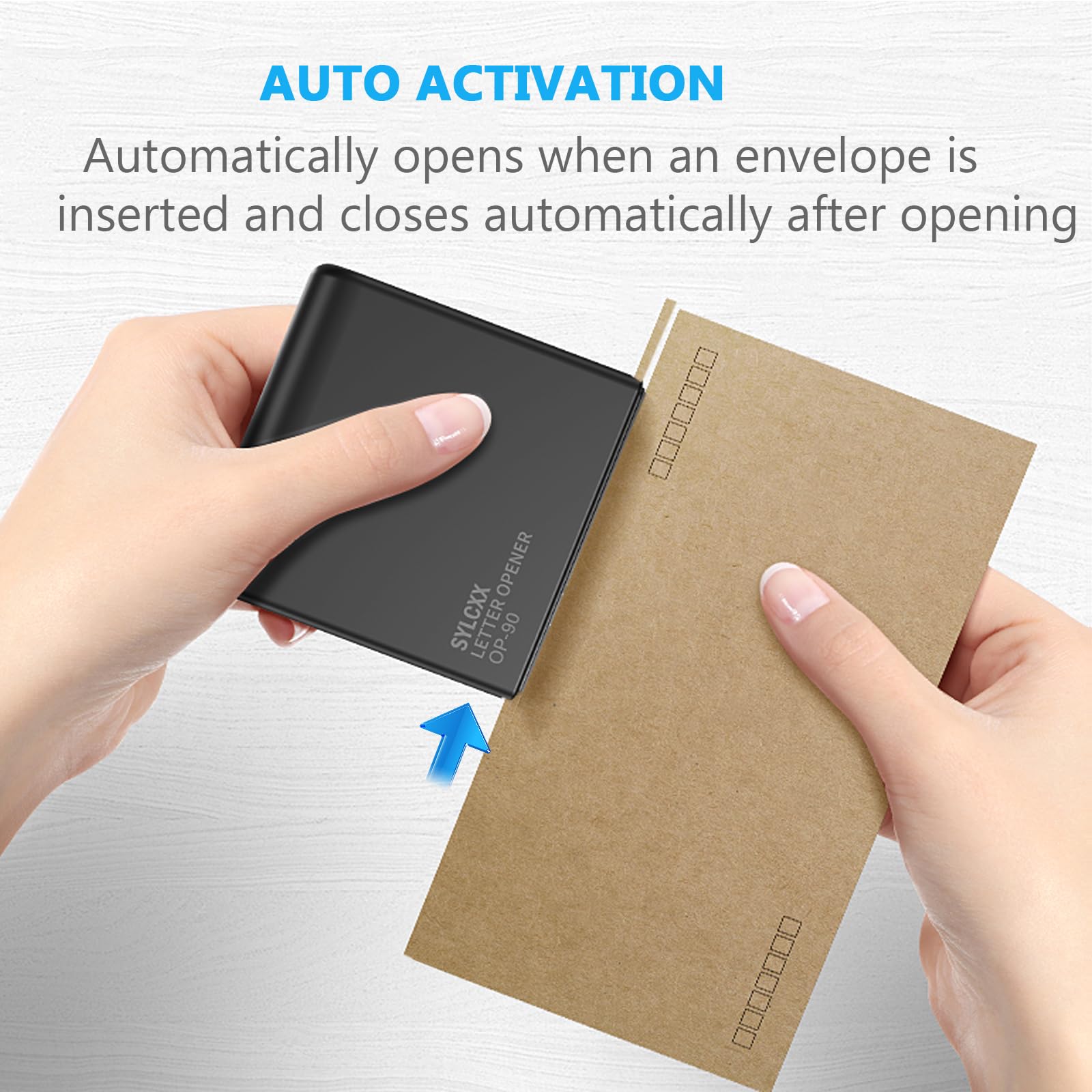 Batteridrevet elektrisk brevsprætter - brevsprættere kuvertklipper, kuvertåbner, poståbner, universel kuverteffektiv brevsprætter til kontor, hjem (sort)