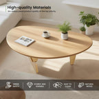 Solid Wooden Modern Triangle Coffee Table: Unique Funky Coffee Tables for Living Room, Oval Mid-Century Irregular Abstract Tea Tables for Patio Office Balcony Bedroom (Natural, 33" L x 22" W x 16" H)