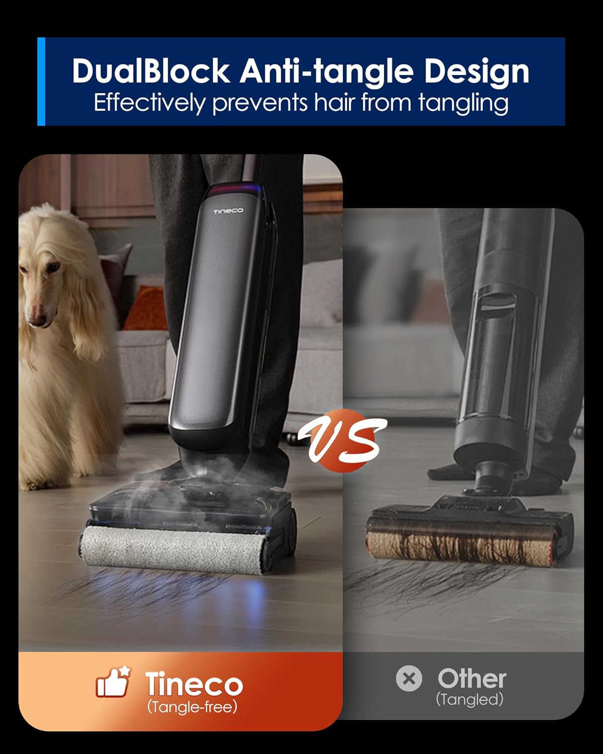 Tineco Floor One S9 Artist Steam Wet Dry Vacuum Cleaner, High-temp Steam Cleaning, 22kPa Suction, 360° SmoothDrive, Anti-Tangle Design, 185°F Flashdry, Long Runtime, 180° Lay-Flat